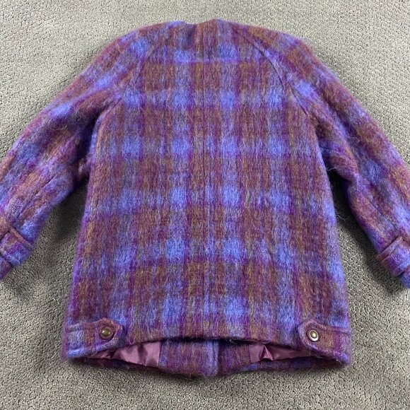 Vintage Donegal Design Ireland Mohair Blend Coat Jacket Women's Size 12 Purple - Picture 2 of 13